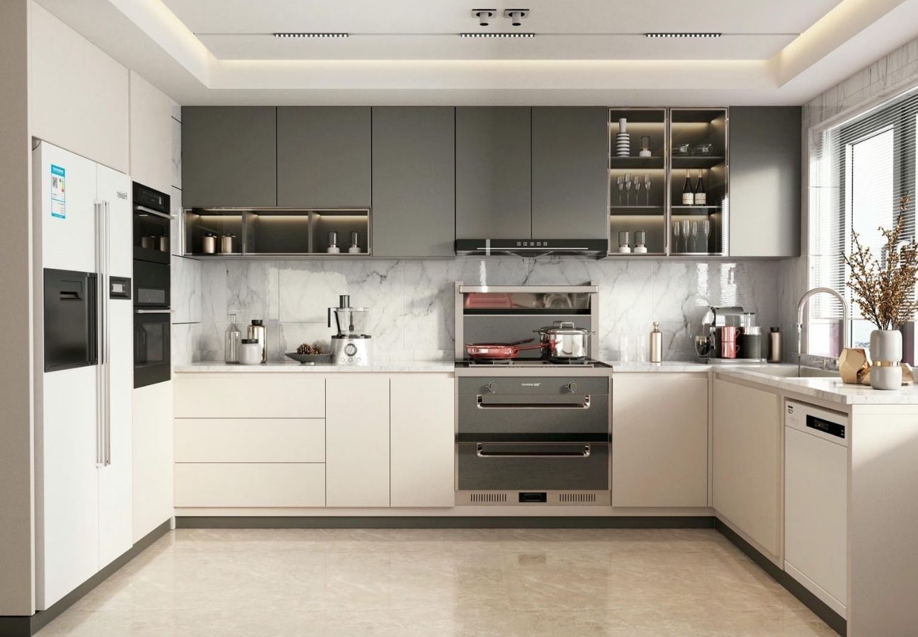 Tủ bếp melamine chữ L