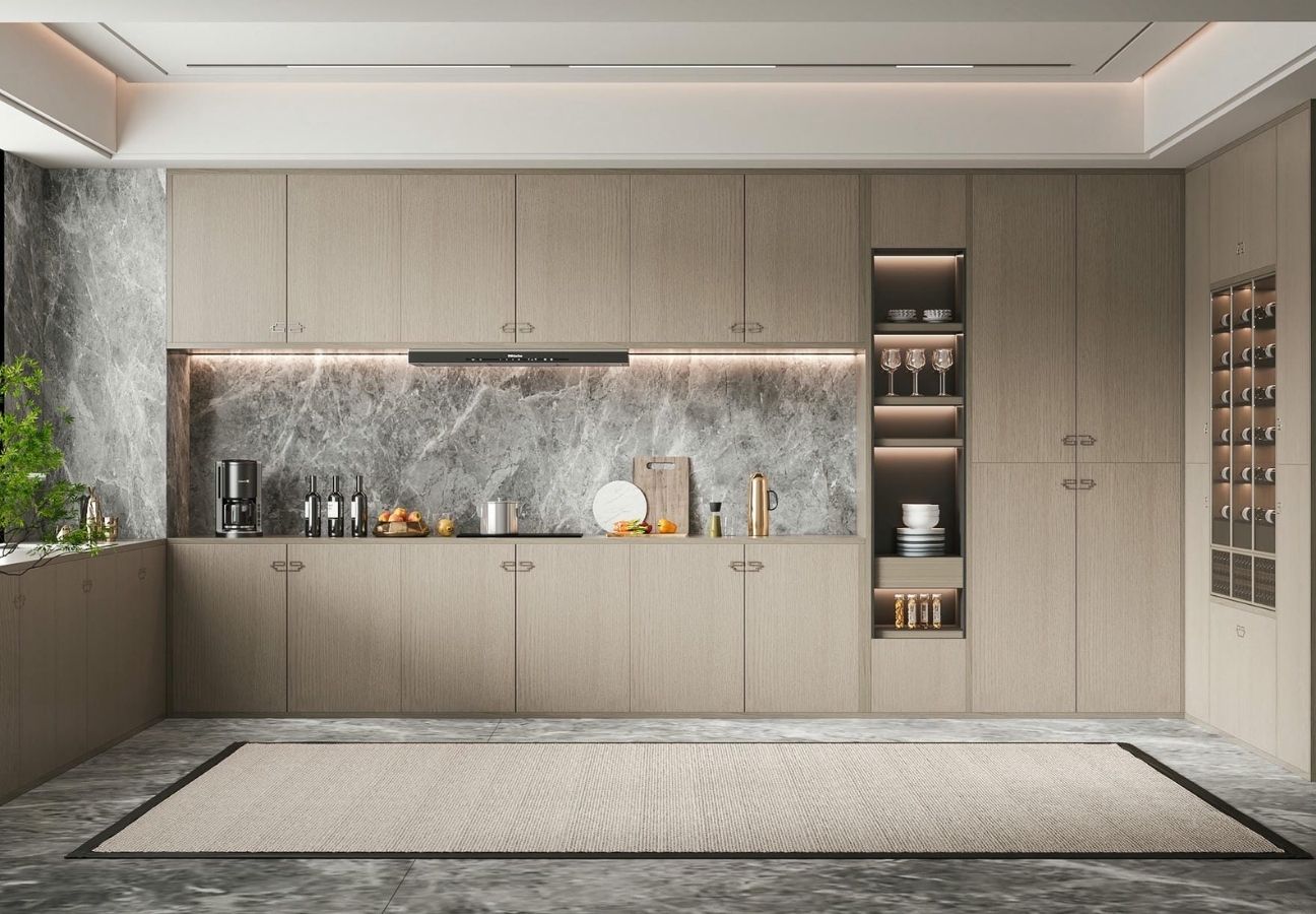 Tủ bếp melamine vân gỗ